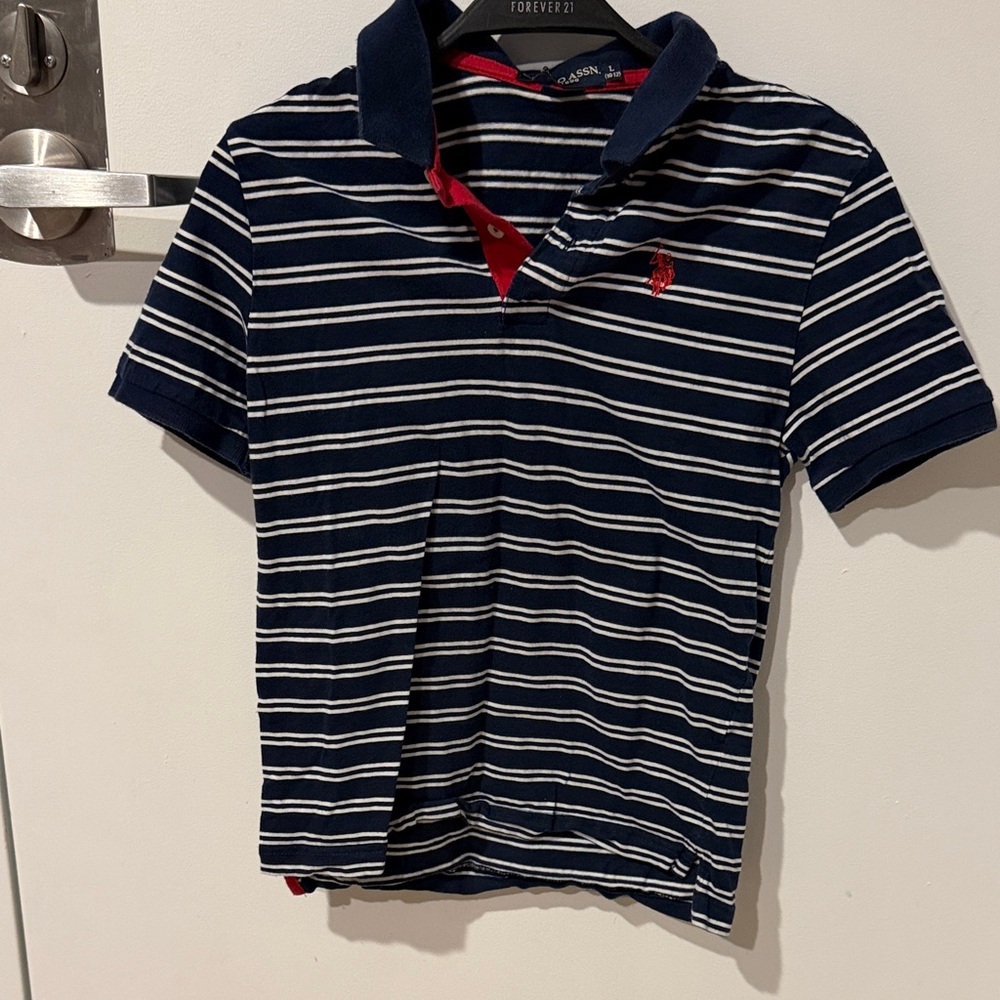 Ralph Lauren Navy and White Striped Kids Polo